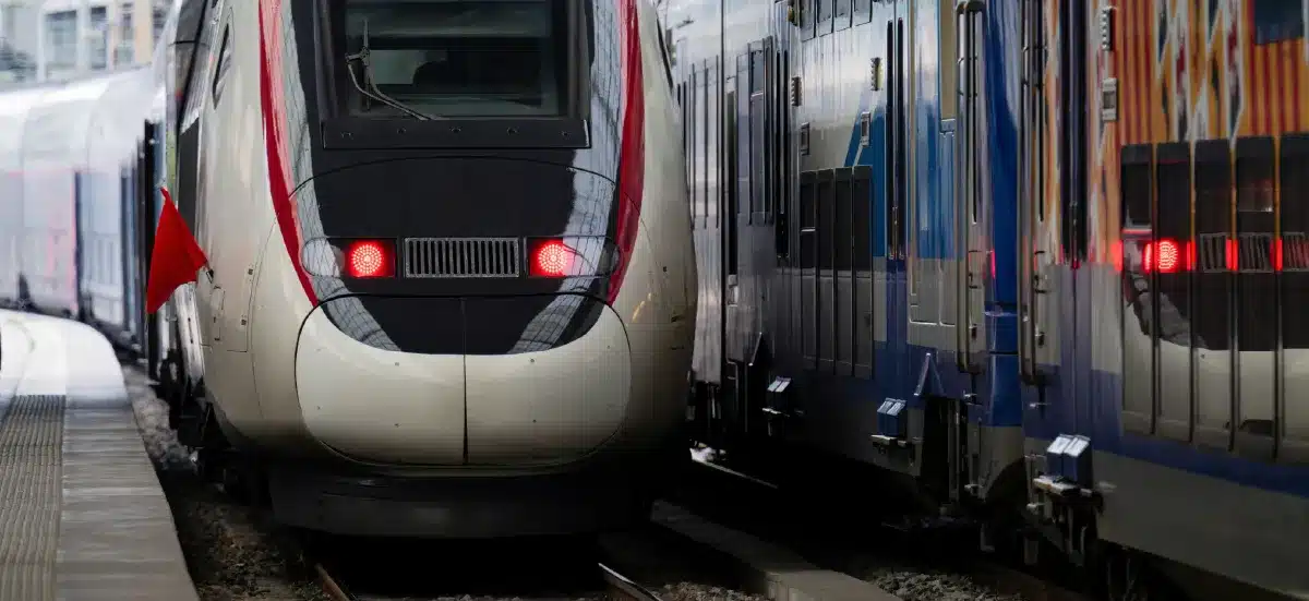 Avant d'un train à grande vitesse à quai en gare