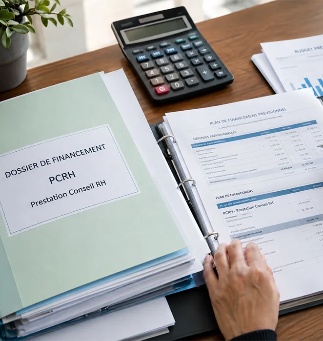 Dossier de financement PCRH ouvert sur un plan de financement prévisionnel